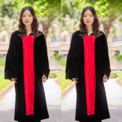 Ao tot nghiep cu nhan mau den phoi do