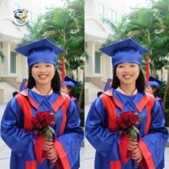 Ao tot nghiep thcs mau xanh duong phoi do